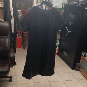 Jessica London Black Real Leather Midi Dress